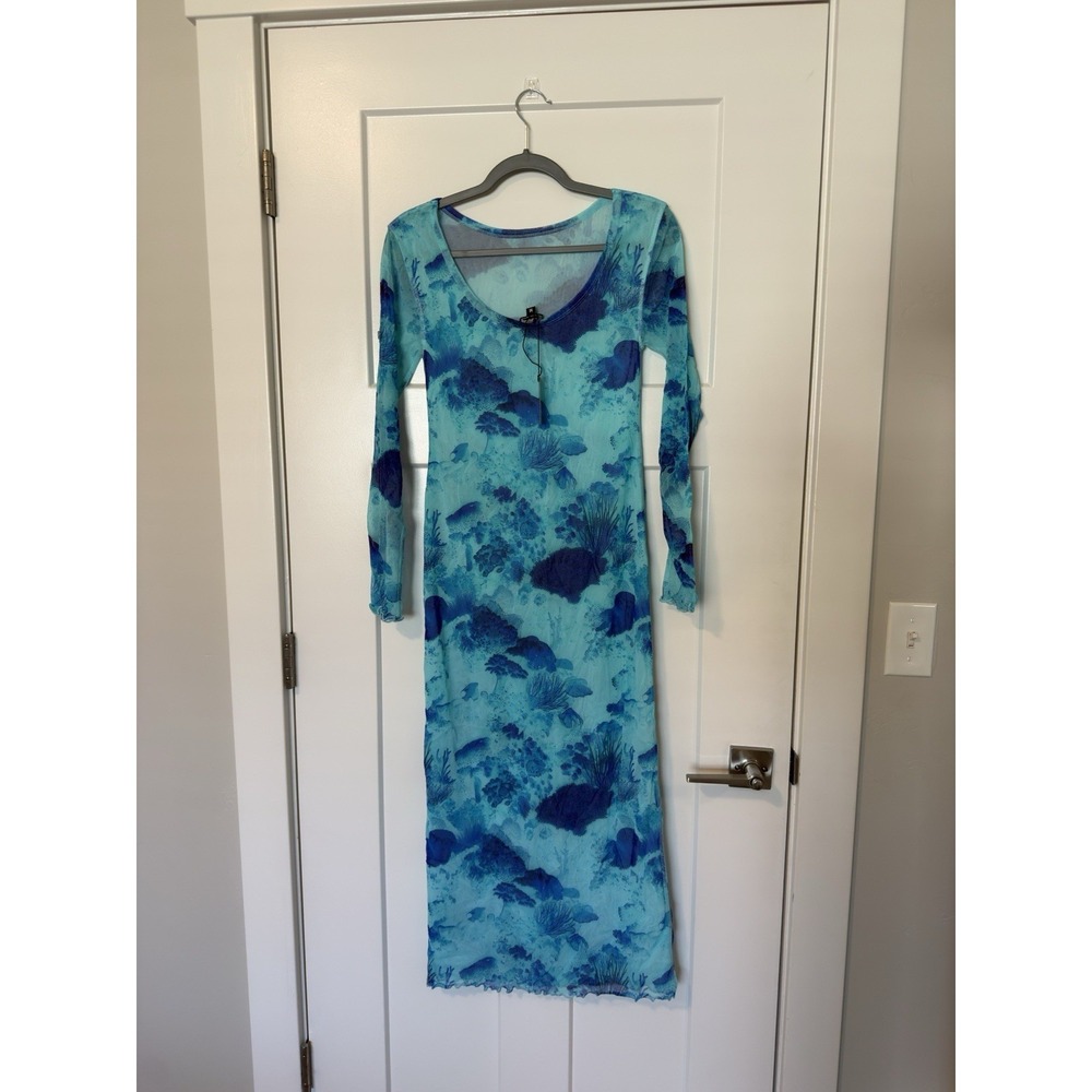 Vilebrequin Lizabeth Maxi Dress NWT TULLE CORAL REEF Oxygen Size Medium Blue - Picture 6 of 8